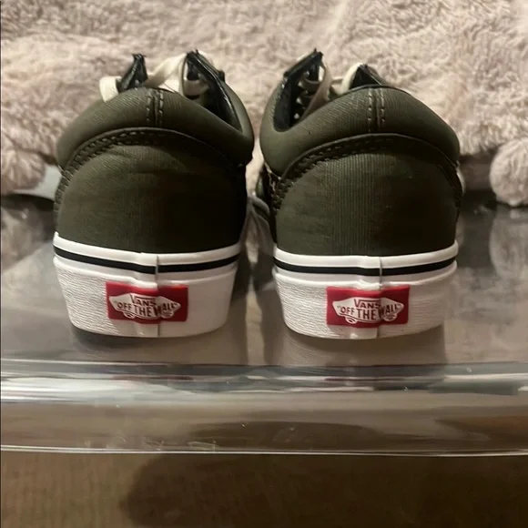 Vans Olive Green and Leopard Print Sneakers - Picture 7 of 8
